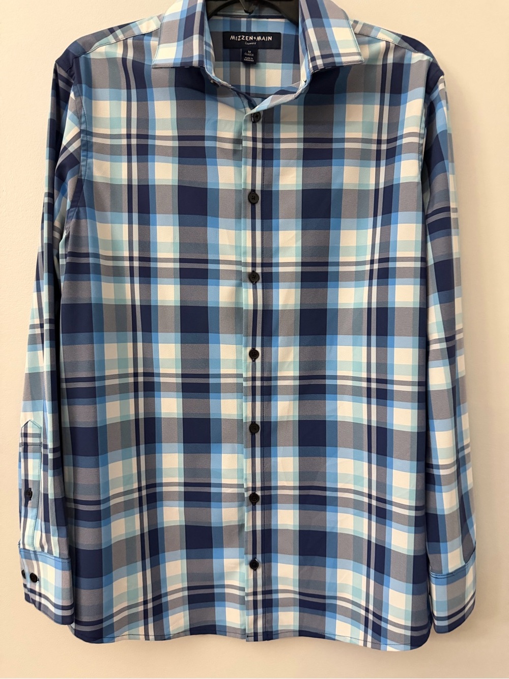 Mizzen+Main Leeward Button Up Shirt Mens M Multicolor Plaid Classic Long Sleeve